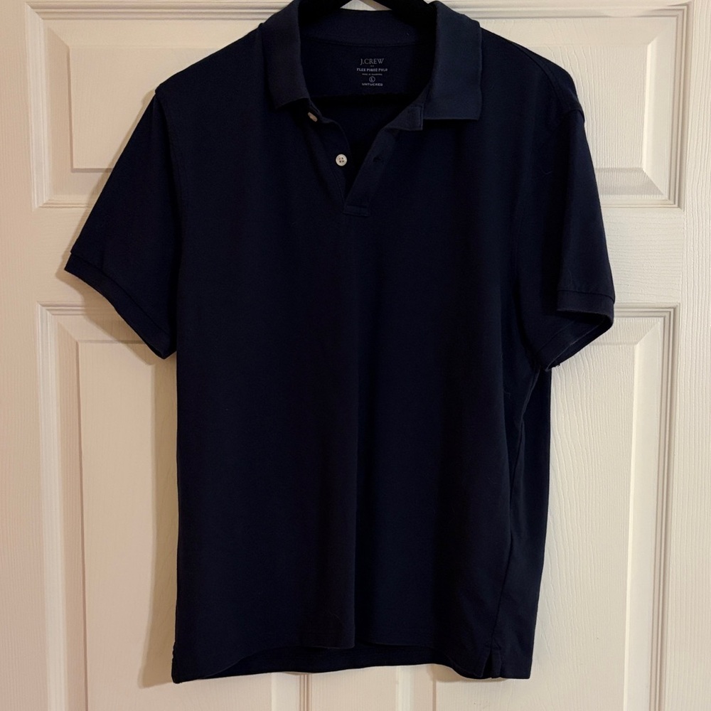 J. Crew Men's Flex Pique Polo - Navy - Size L